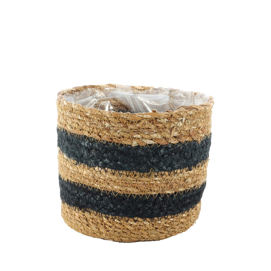 Natural   Black Striped Seagrass Basket (13cm x 15cm)