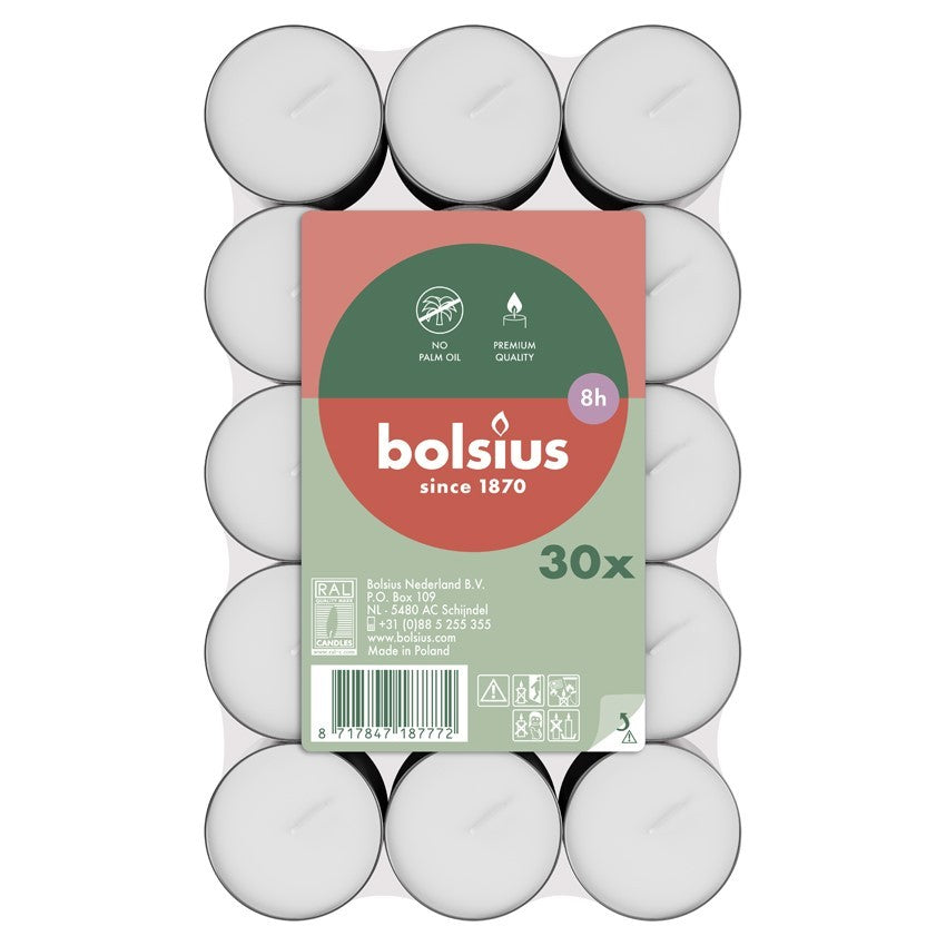 Pack of 30 Bosius White Tealights