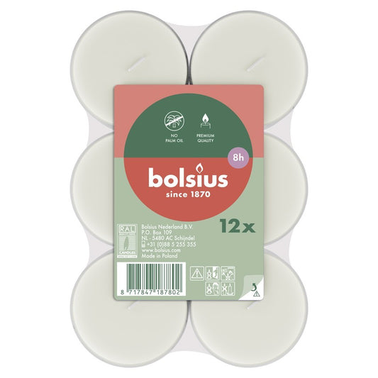 Bolsius Clear Cup Maxi Tealight - White (12 Pack)