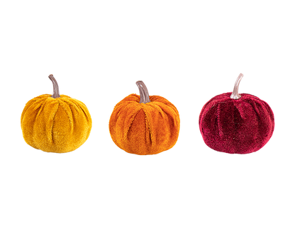 Halloween Mini Velvet Pumpkin Decorations (Pack of 3)