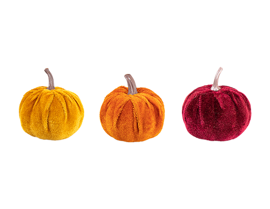 Halloween Mini Velvet Pumpkin Decorations (Pack of 3)