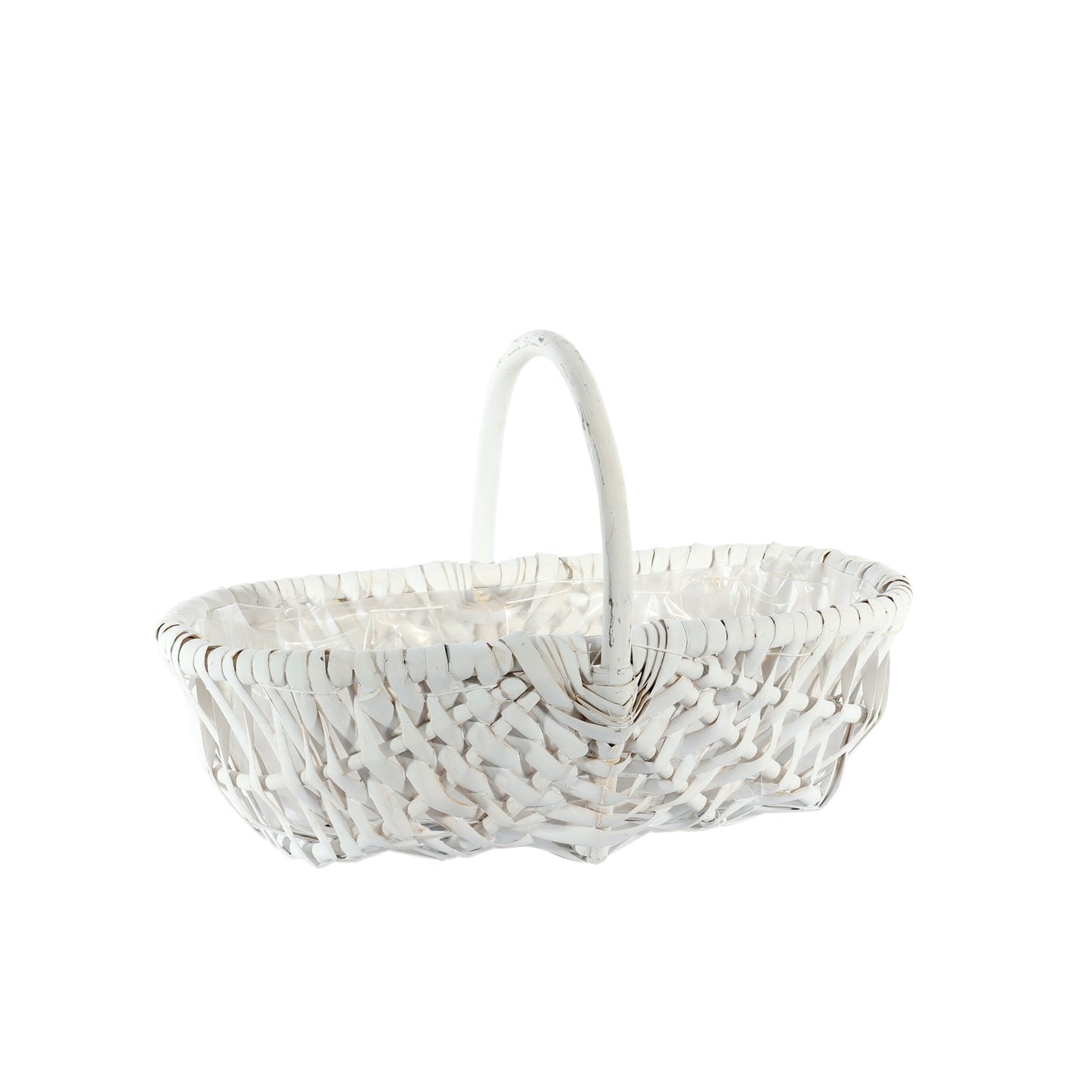 White Oval Split Willow Basket with Handle and Liner (37cm)