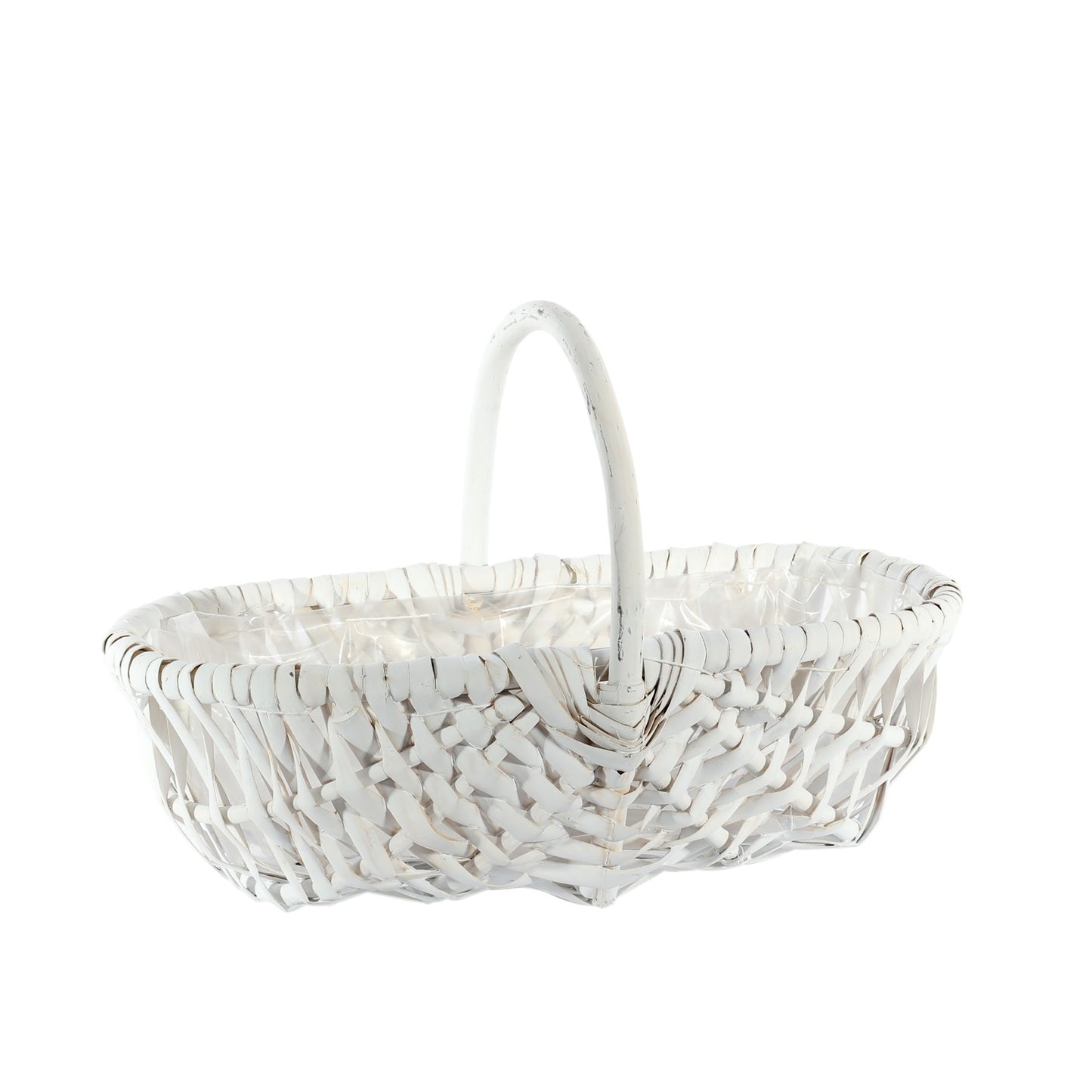 White Oval Split Willow Basket with Handle and Liner (42cm)