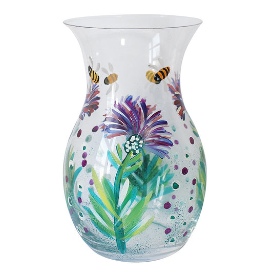 Thistles   Bees Hand Painted Vase