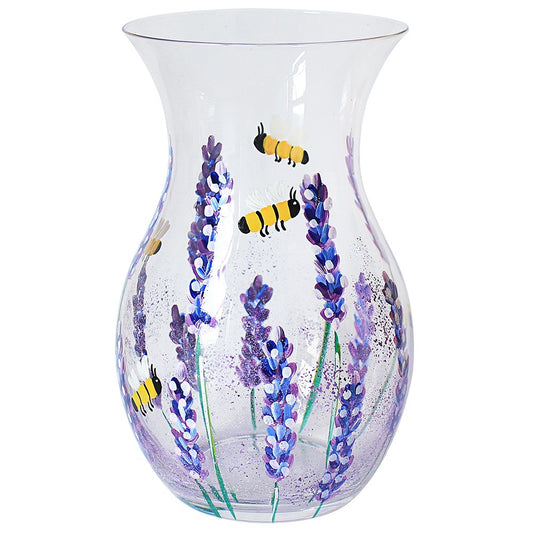 Bees   Lavender Hand Painted Vase