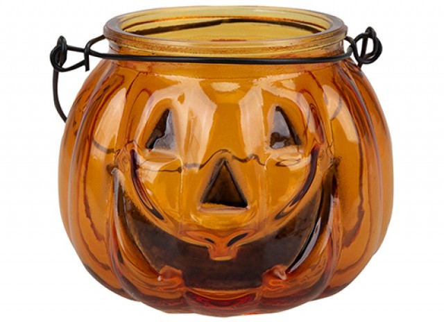 Glass Pumpkin Tealight Holder