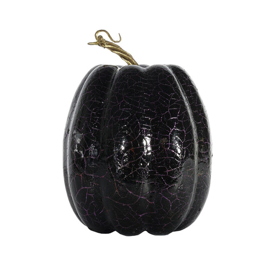 Tall Crackled  Finish Pumpkin - Black / Purple  (21cm x 15cm)