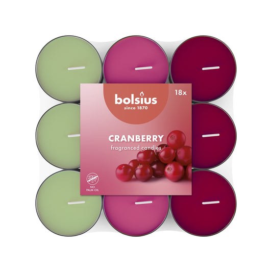 Cranberry Fragrance Multi Colour Tealights (Pack of 18)