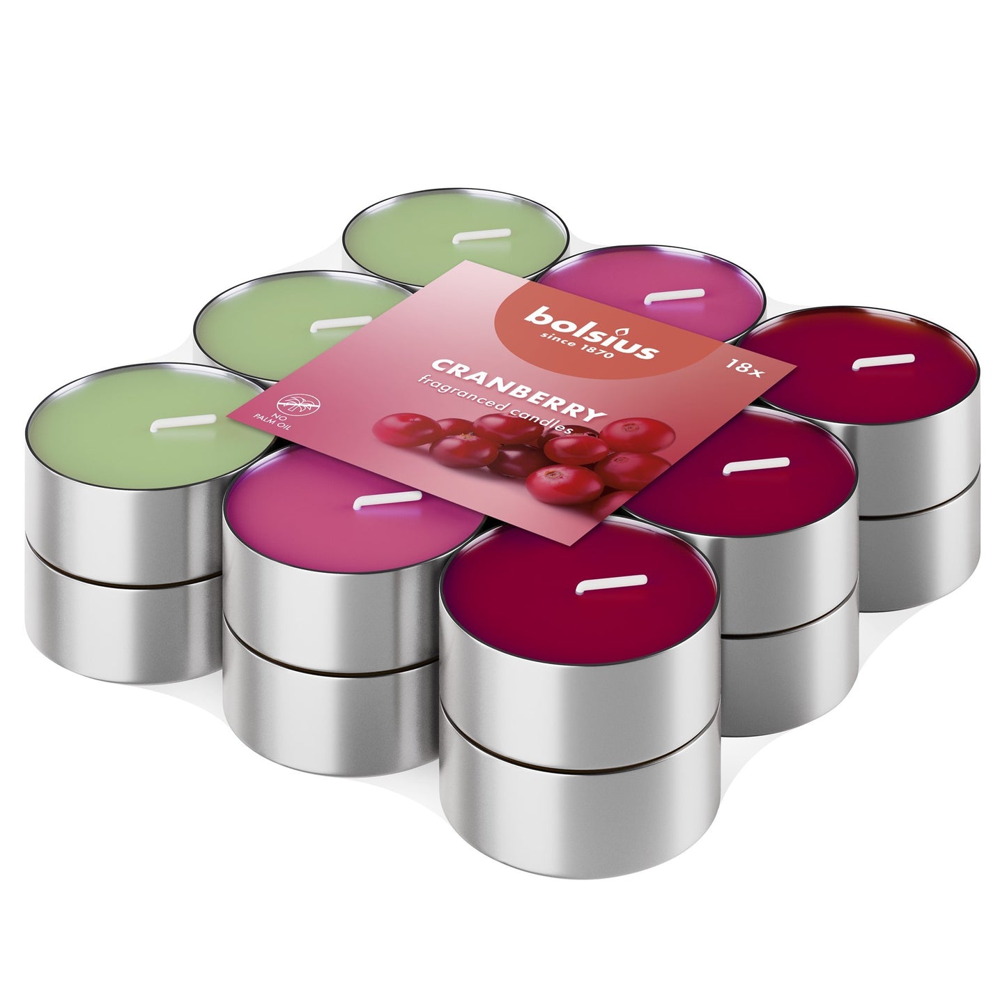 Cranberry Fragrance Multi Colour Tealights (Pack of 18)