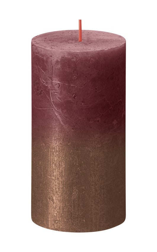 Velvet Red   Copper Rustic Pillar Candle