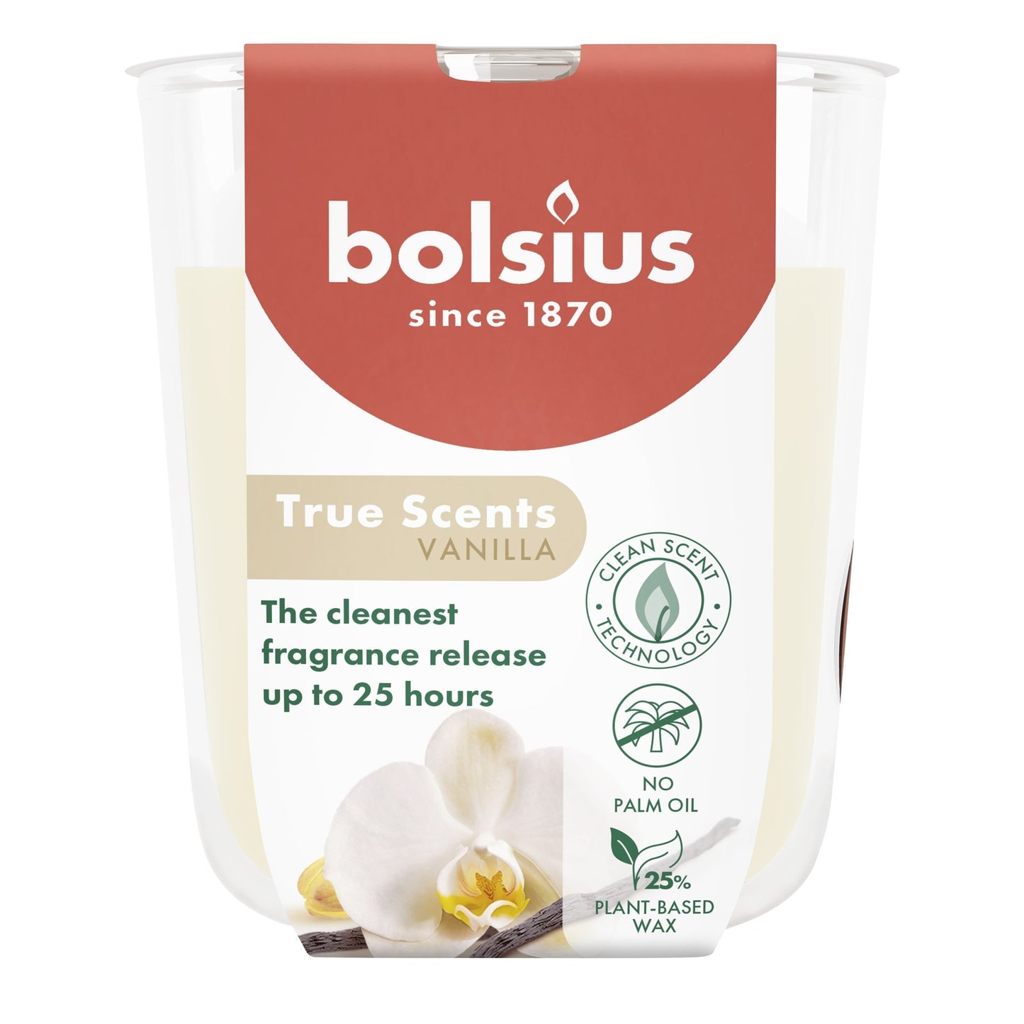 Bolsius True Scents Fragrance Small Candle Glass- Vanilla