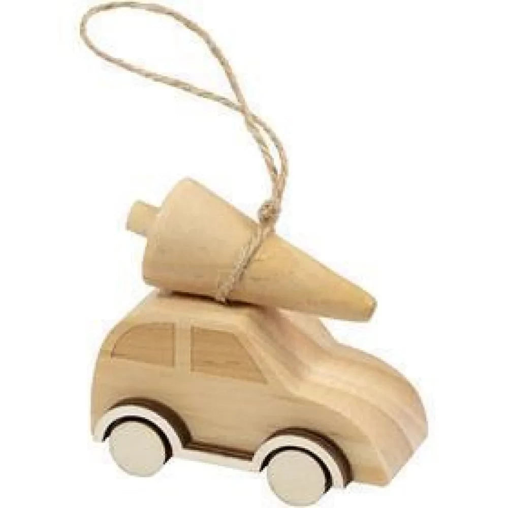 Wooden Car with Christmas Tree