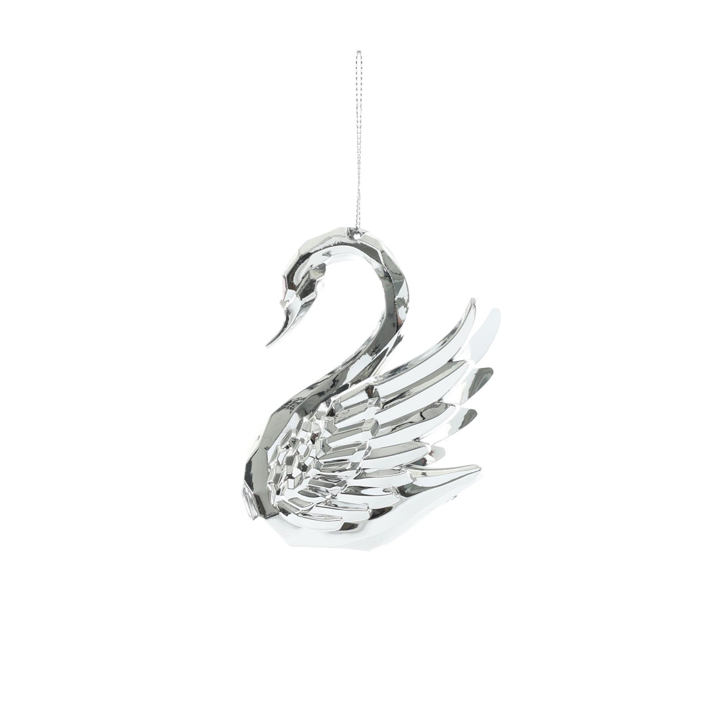 Swan Hanging Decoration- Shiny Silver (10cm)