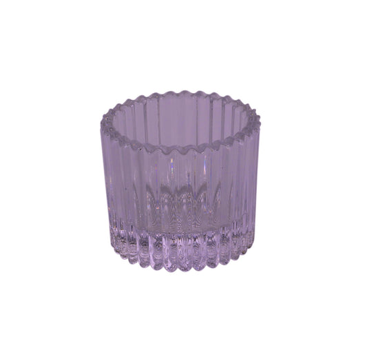 Lilac Ribbed Glass Tealight Holder (4.5cm)