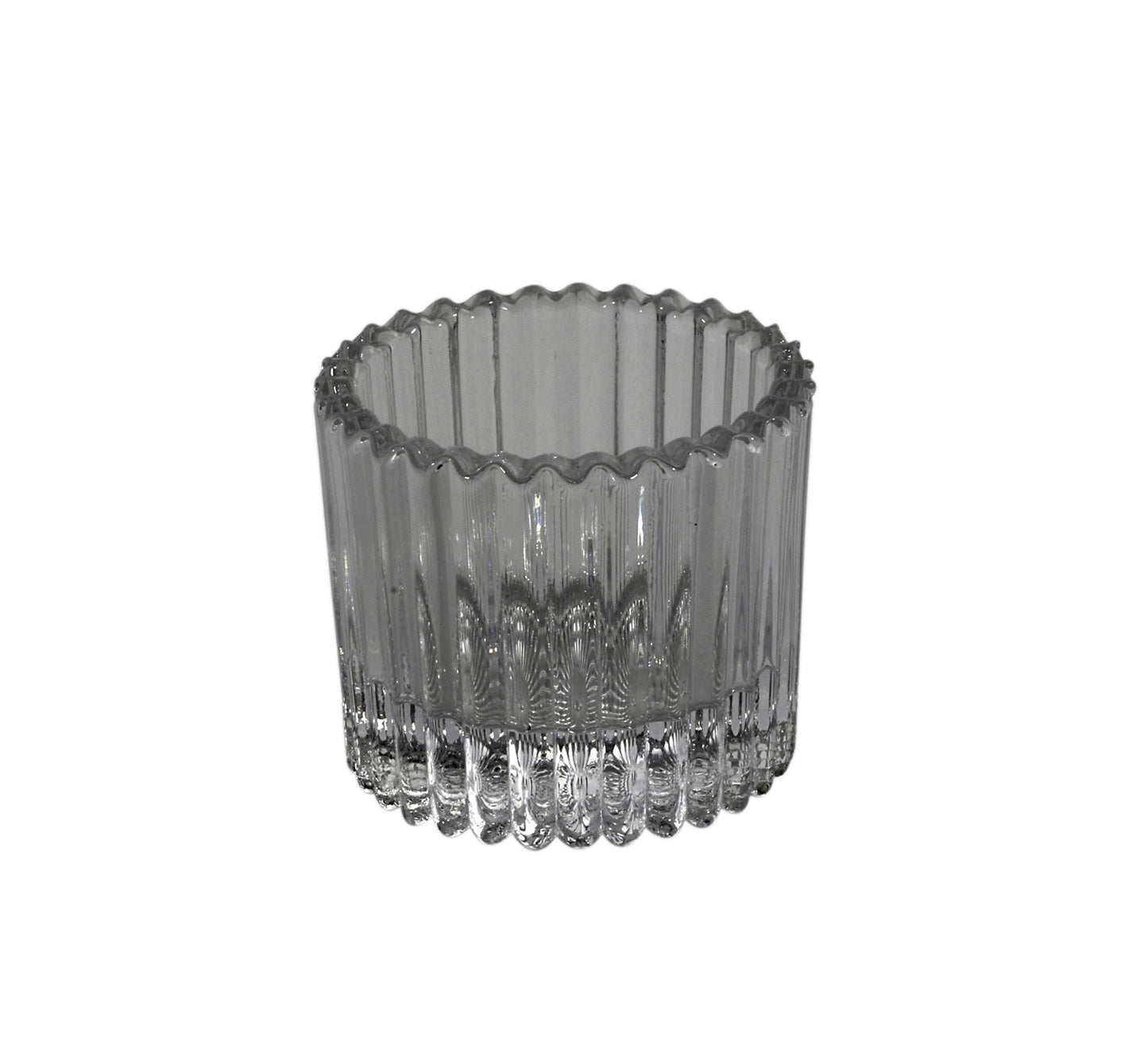 Grey Harrison Ribbed Glass Tealight Holder (4.5cm)