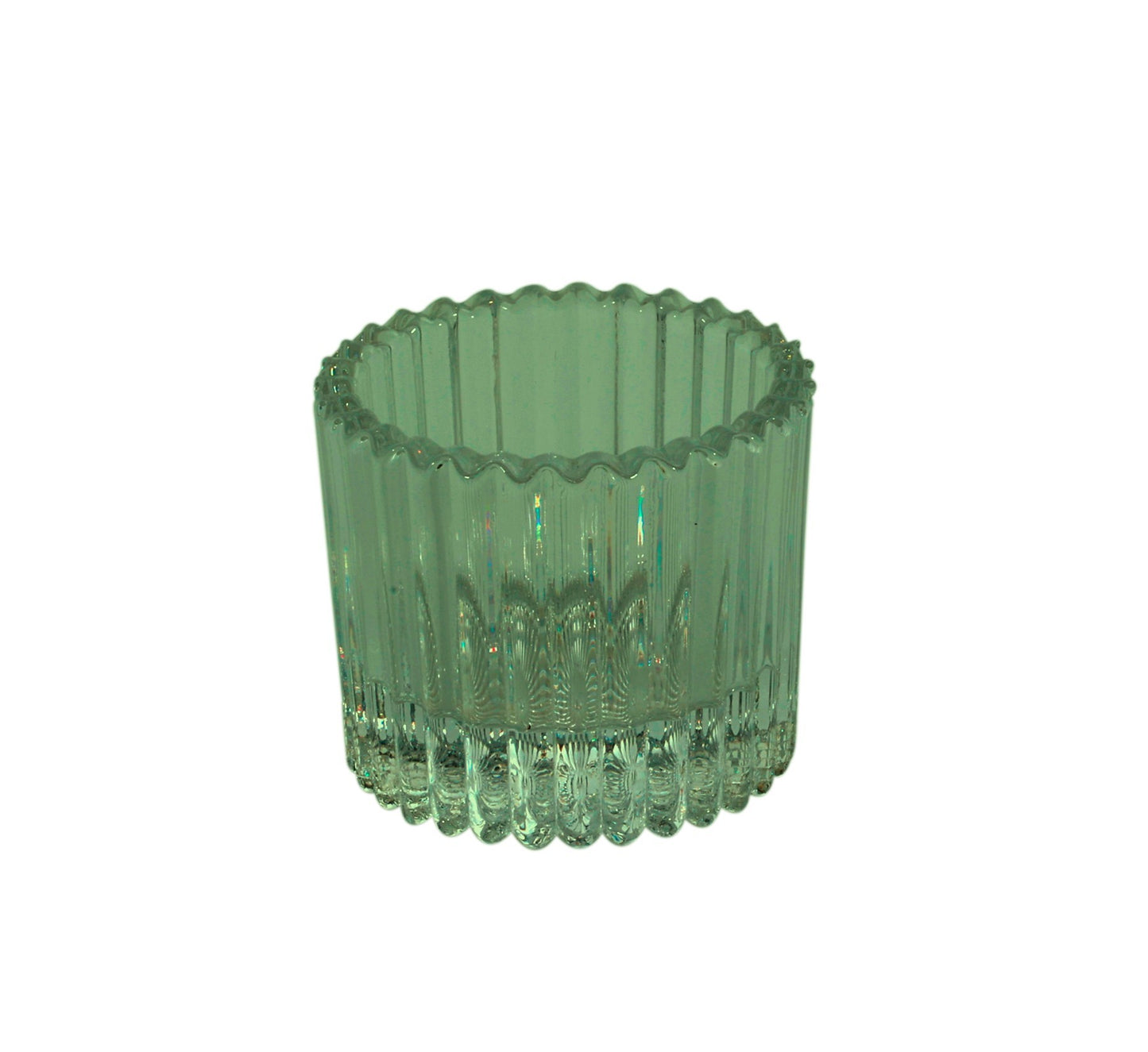 Green Harrison Ribbed Glass Tealight Holder (4.5cm)