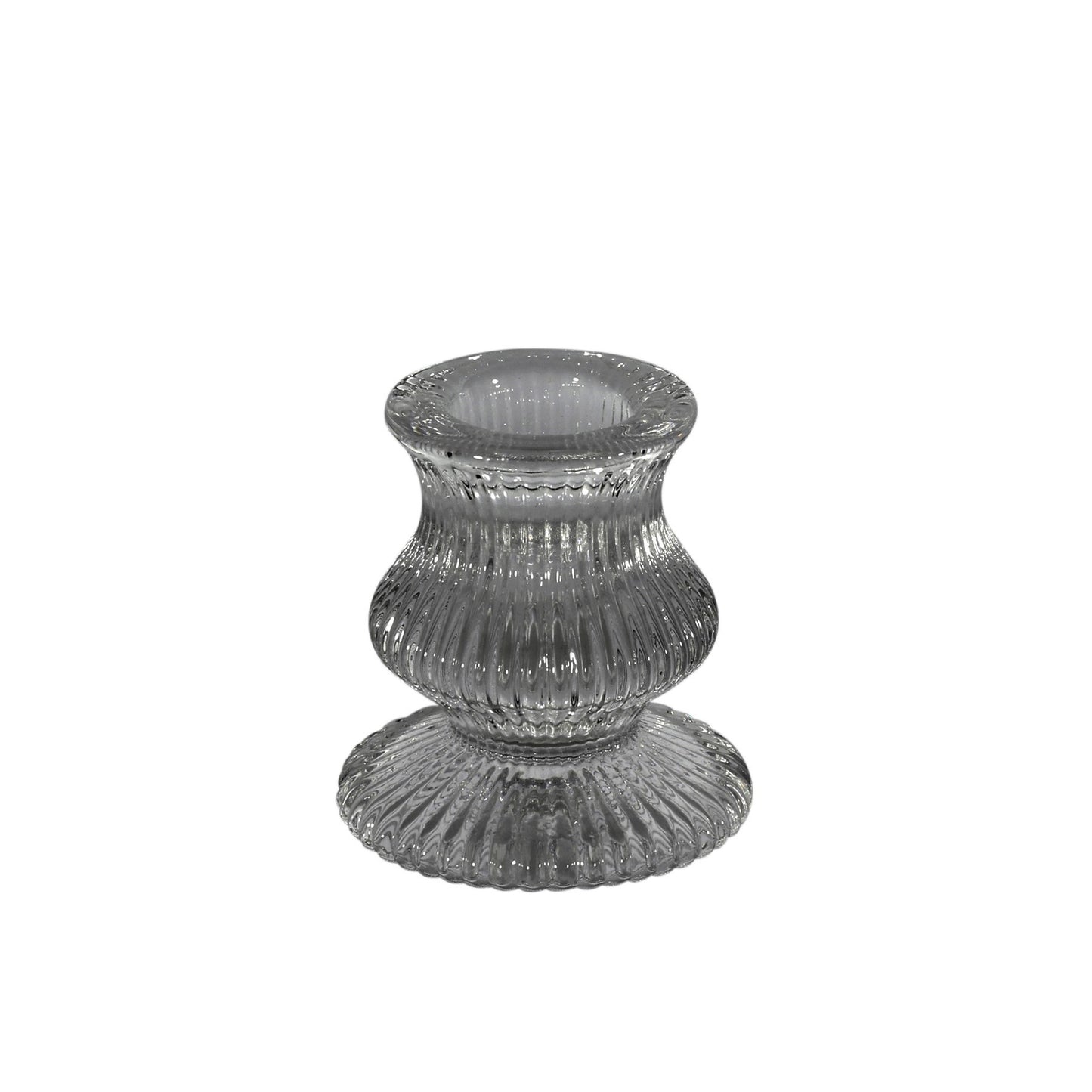 Grey Eliza Glass Taper Candle Holder (6cm)