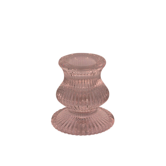 Pink Eliza Glass Taper Candle Holder (6cm)