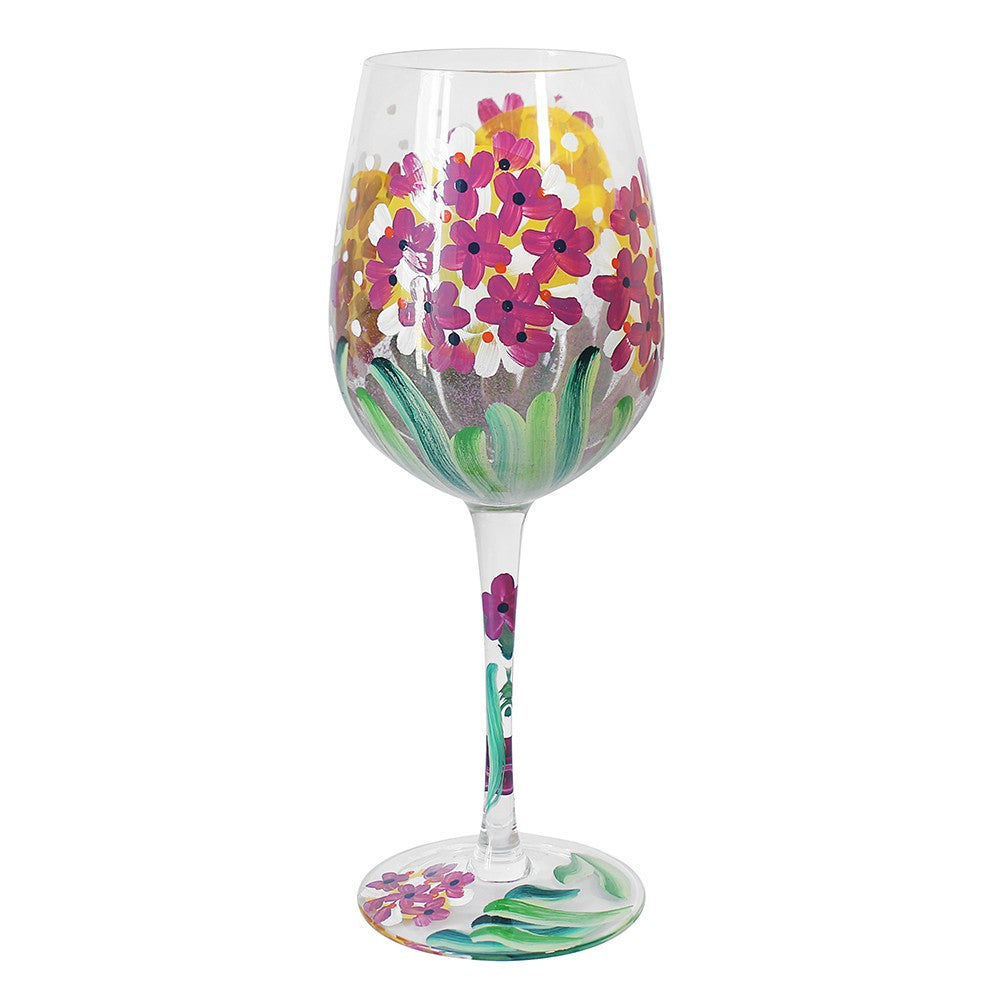 Pink Hydrangea Wine Glass