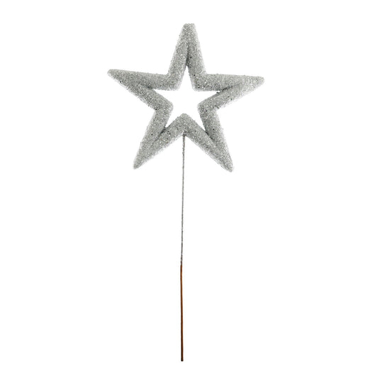 Silver Glitter Star on Stem (87cm)