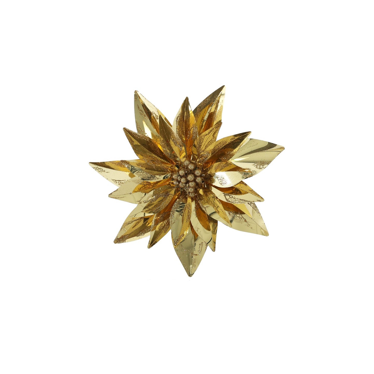 Metallic Clip Poinsettia - Gold (23cm)