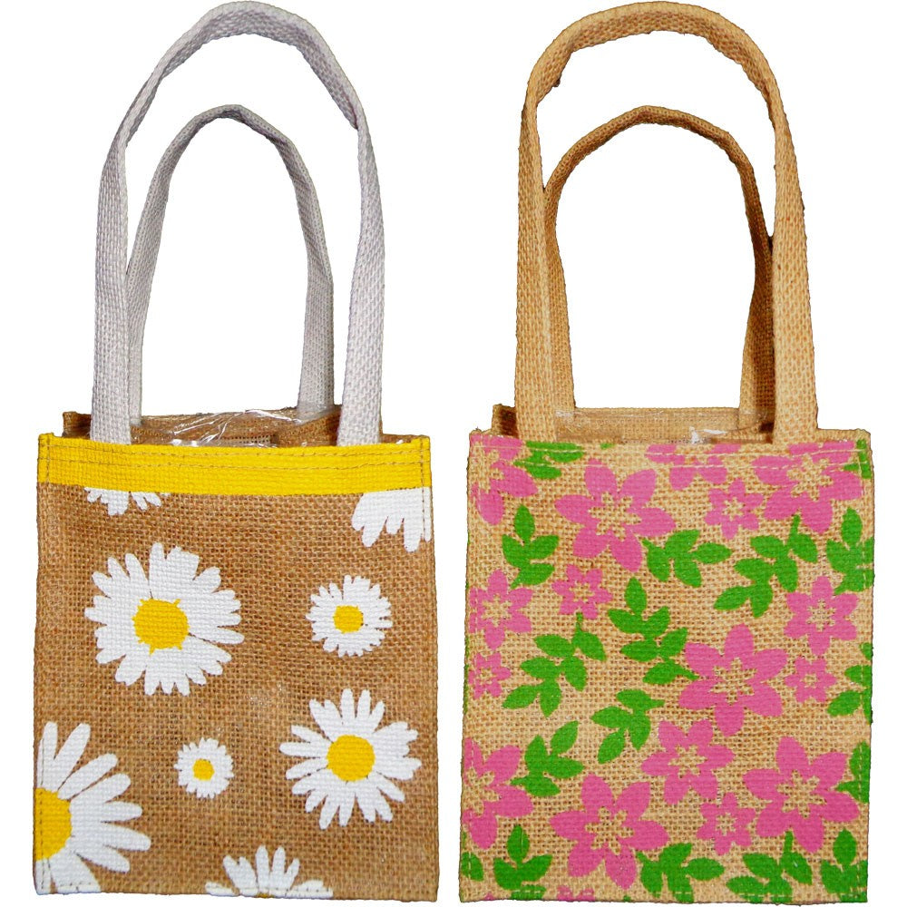 Colourful Daisy & Posy Jute Plant Bags (8 Bags)