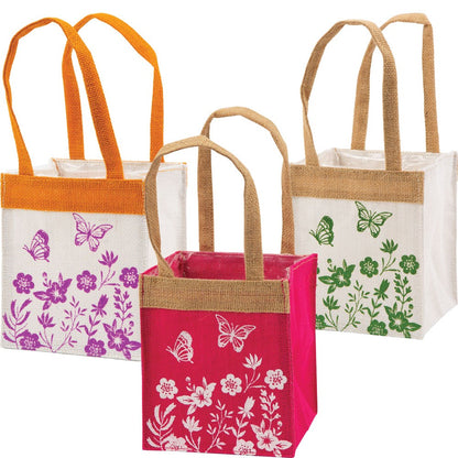 Colourful Butterfly Garden Jute Plant Bags (12 Bags)