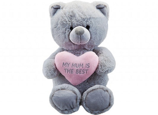 Gracie Grey Bear with Mum Heart (36cm)