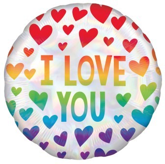 Rainbow Love Hearts Balloon (18 Inch)