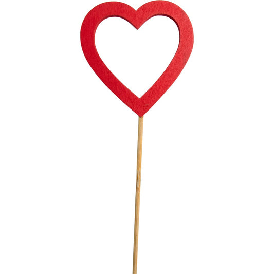 Red Wooden Heart Pick