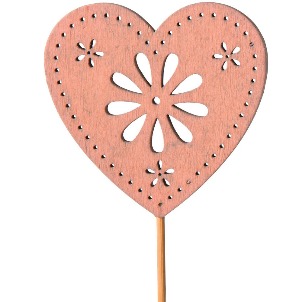 Pink Heart Flower Art Pick