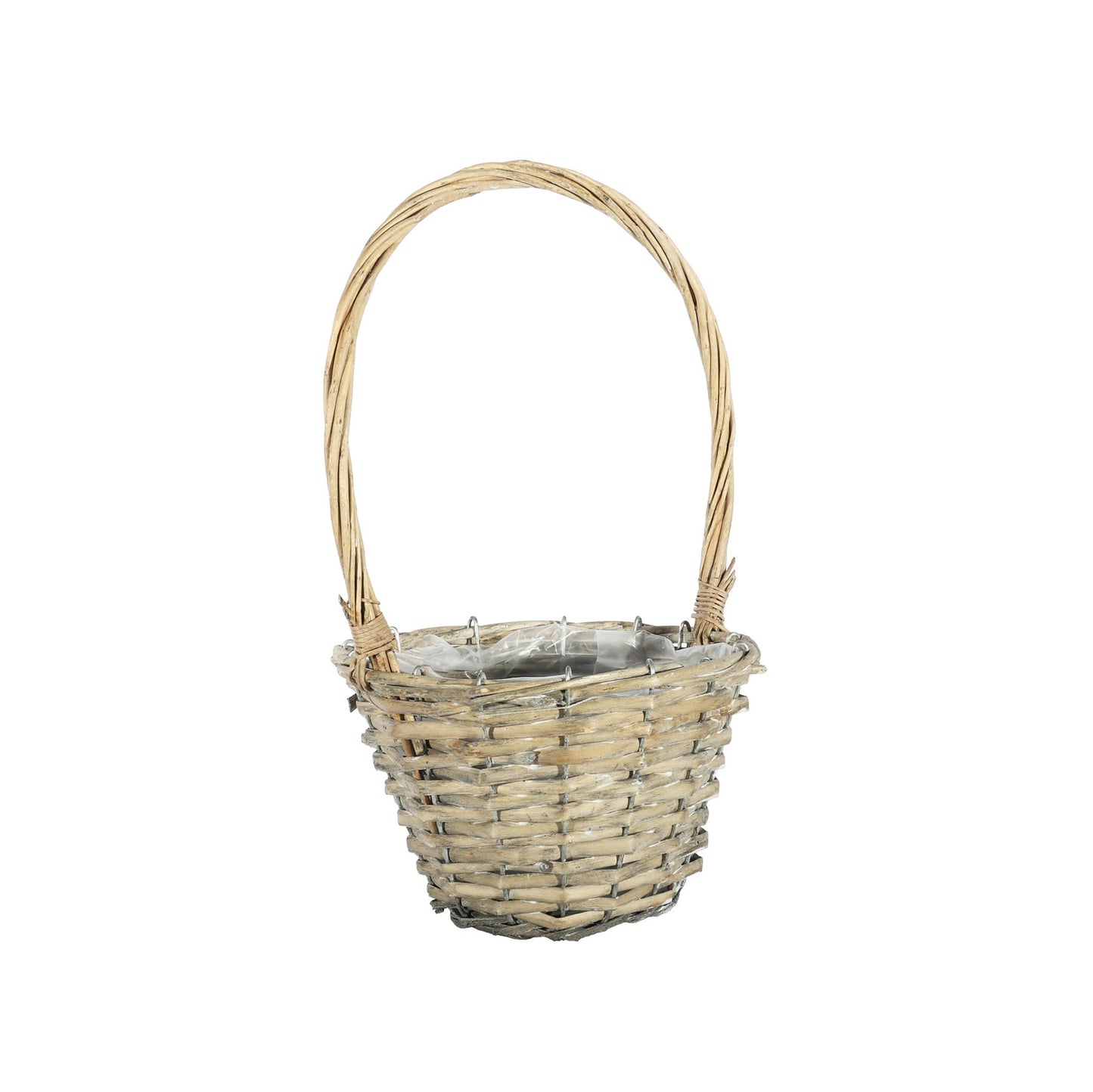 Grey Wash Round Split Willow Basket Handle (19cm Dia)