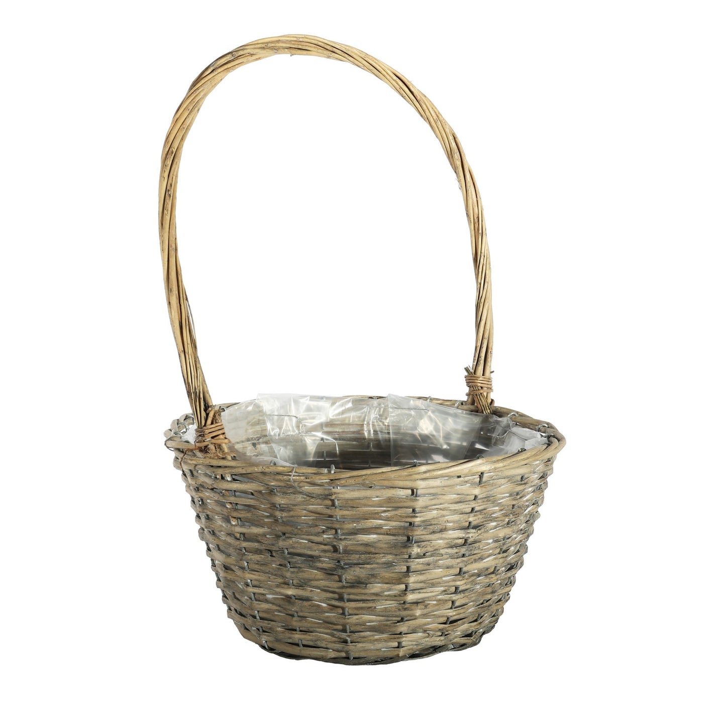 Grey Wash Round Split Willow Basket Handle (30cm Dia)