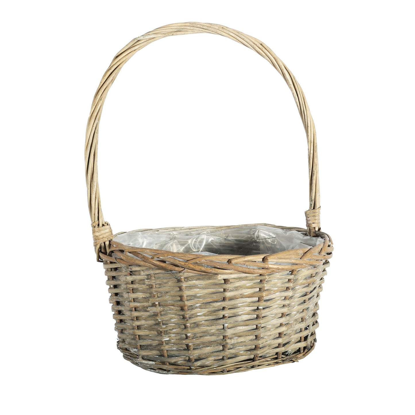 Grey Wash Round Split Willow Basket Handle (32cm Dia)