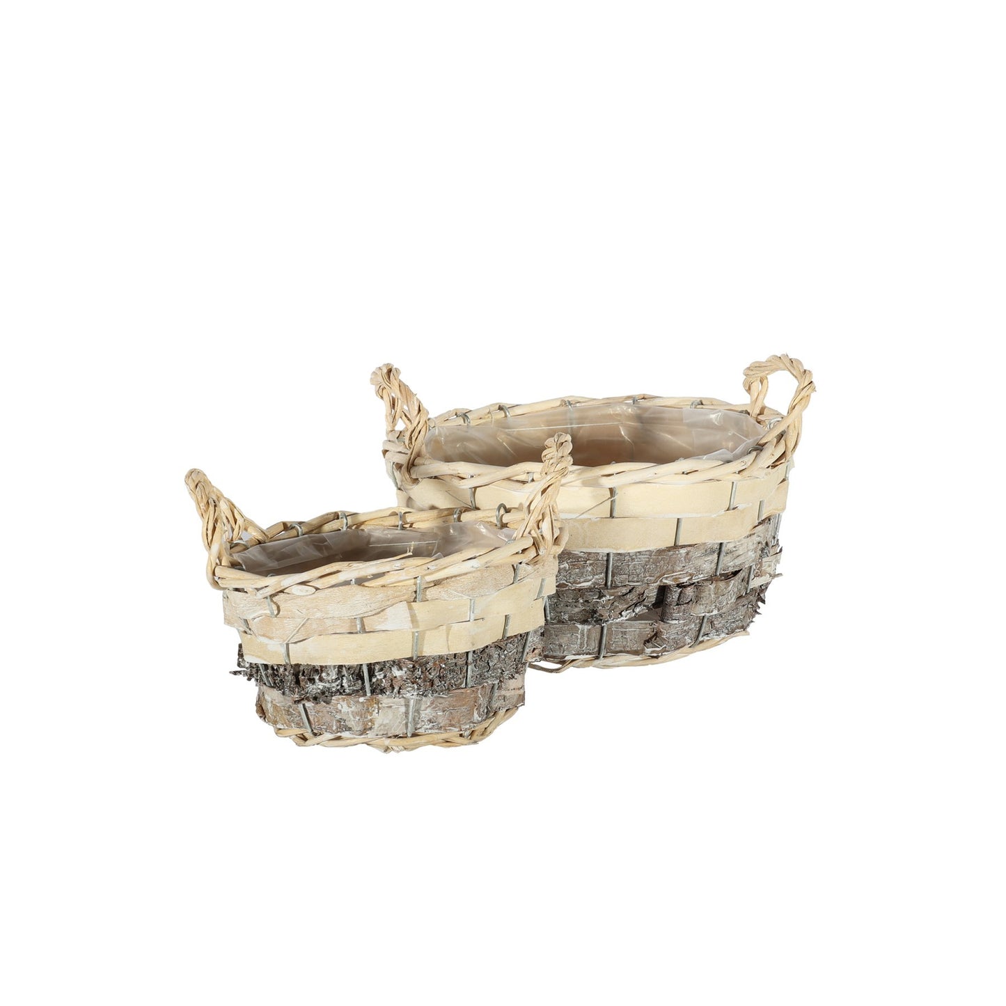 Set of 2 Round Two Tone Baskets with Ears