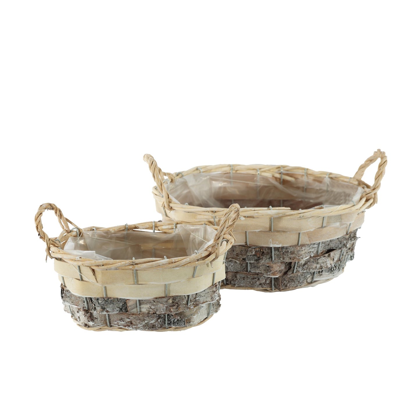 Set of 2 Oval Two Tone Baskets with Ears