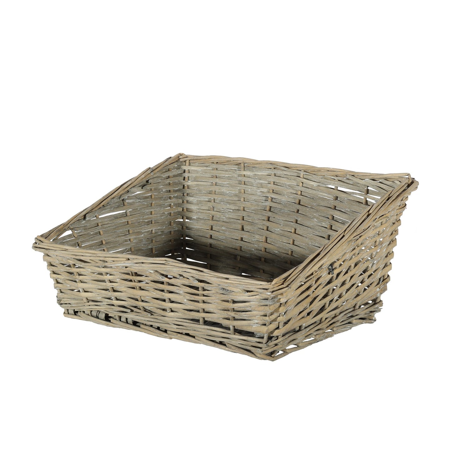 Natural Softwood Woven Square Sloped Basket (Large)