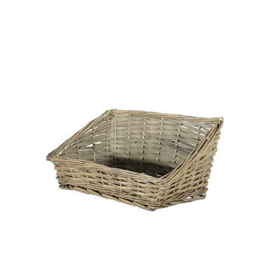 Natural Softwood Woven Square Sloped Basket (Small)