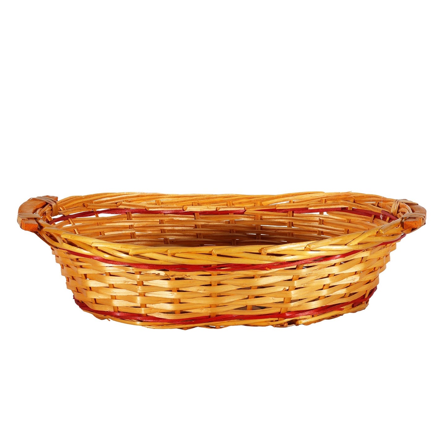 Golden Oval Two Tone Tray Basket with Handles (Large)