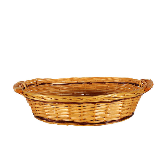 Golden Oval Two Tone Tray Basket with Handles (Medium)