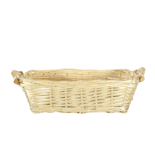 Light Willow Rectangle Tray Basket with Handles