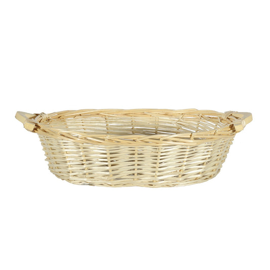 Light Willow Oval Tray Basket with Handles