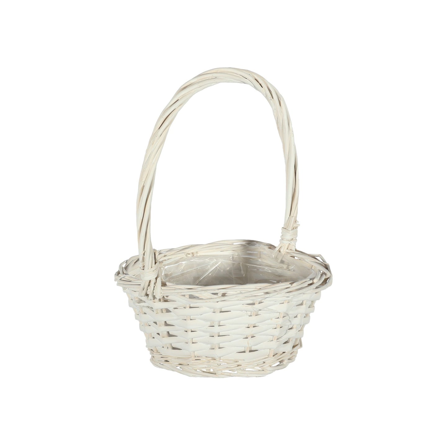 White Round Basket with Handle 20cm Dia