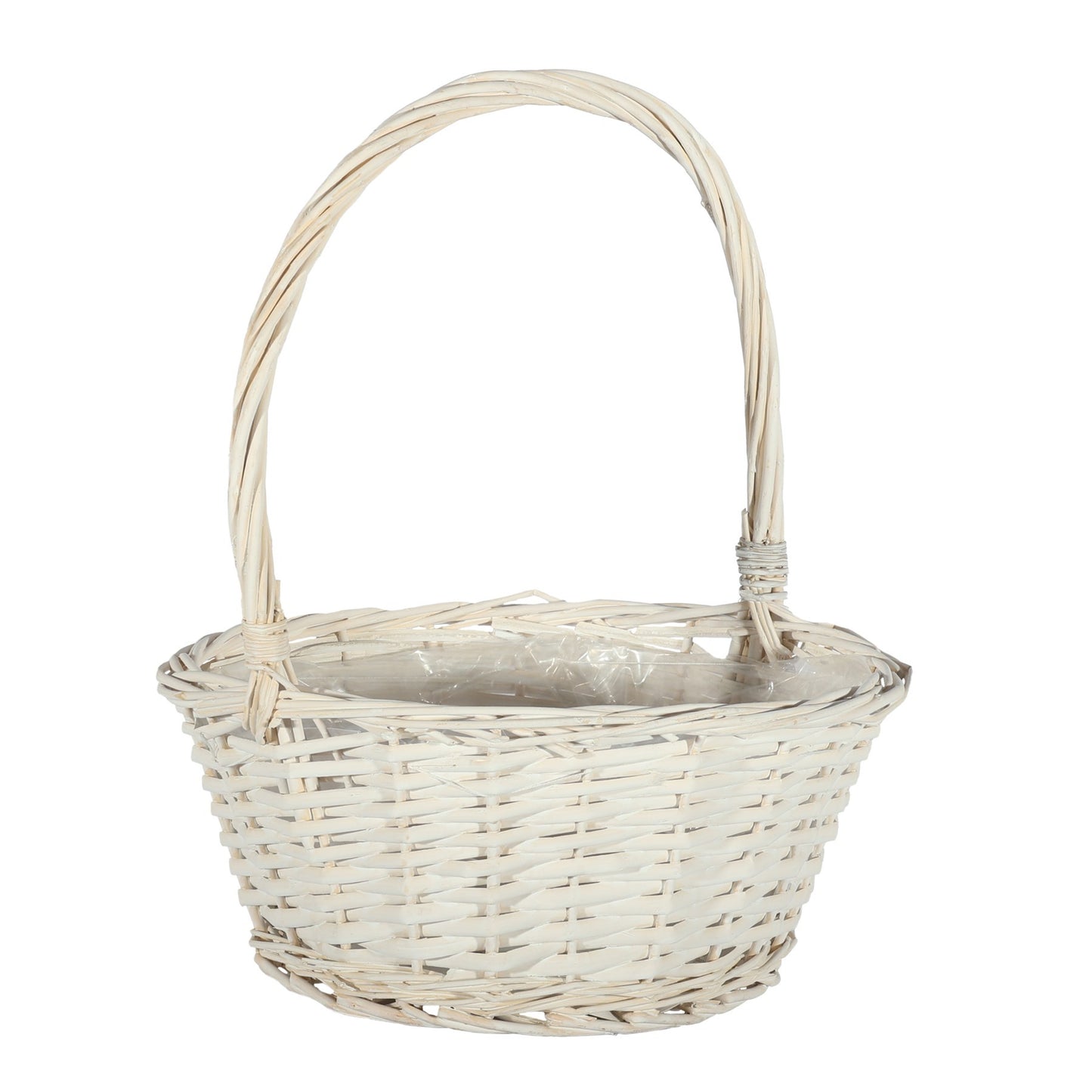 White Round Basket with Handle 30cm Dia