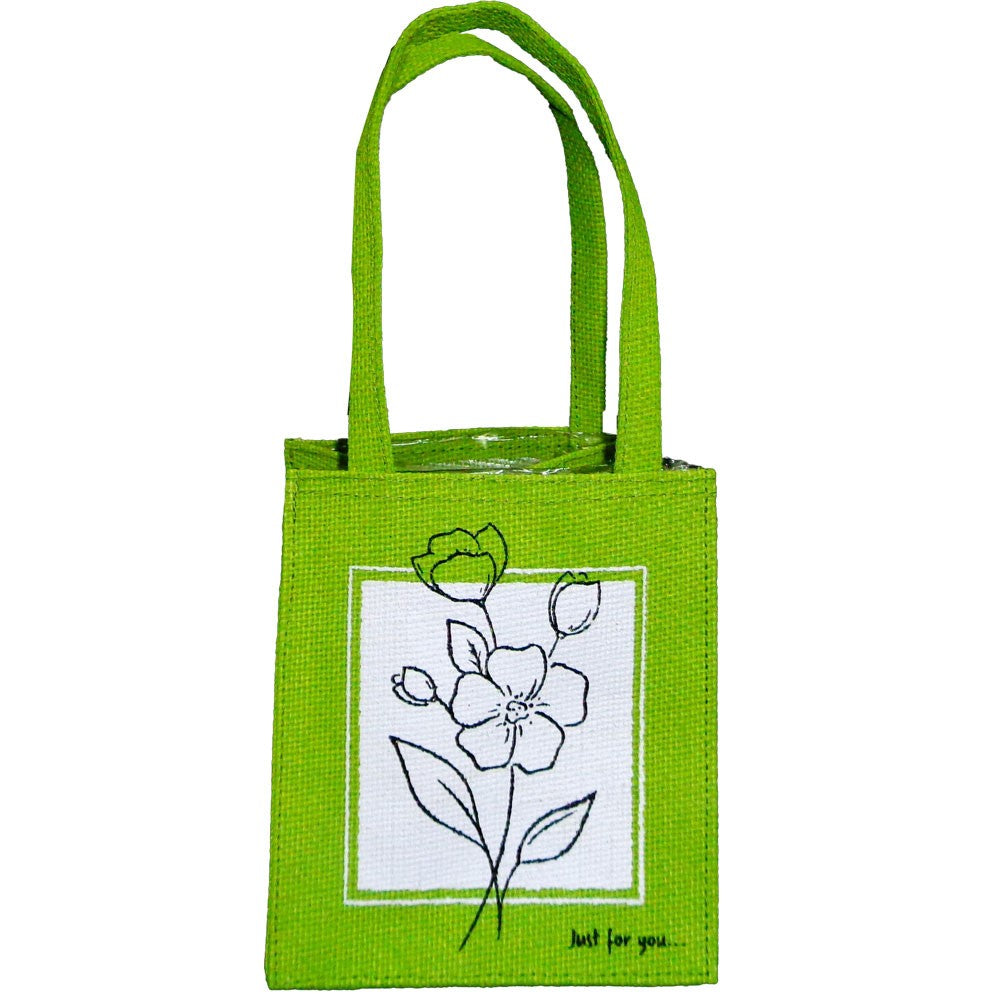 Colourful Flower Outline Jute Plant Bags (12 Bags)