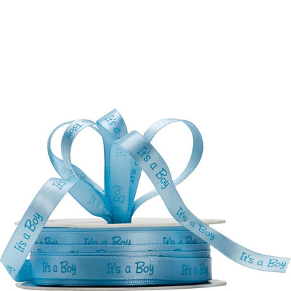 Blue Its a Boy Satin Ribbon 10mm