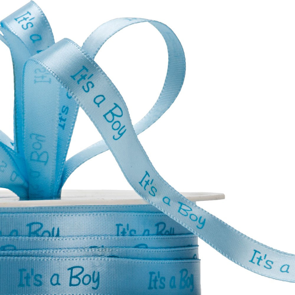 Blue Its a Boy Satin Ribbon 10mm