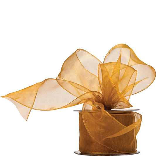 Gold Wired Edge Organza Ribbon