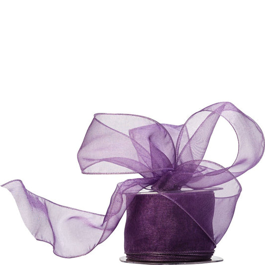 Mauve Wired Organza Ribbon 60mm