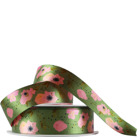 Green Recycled Floral Ribbon